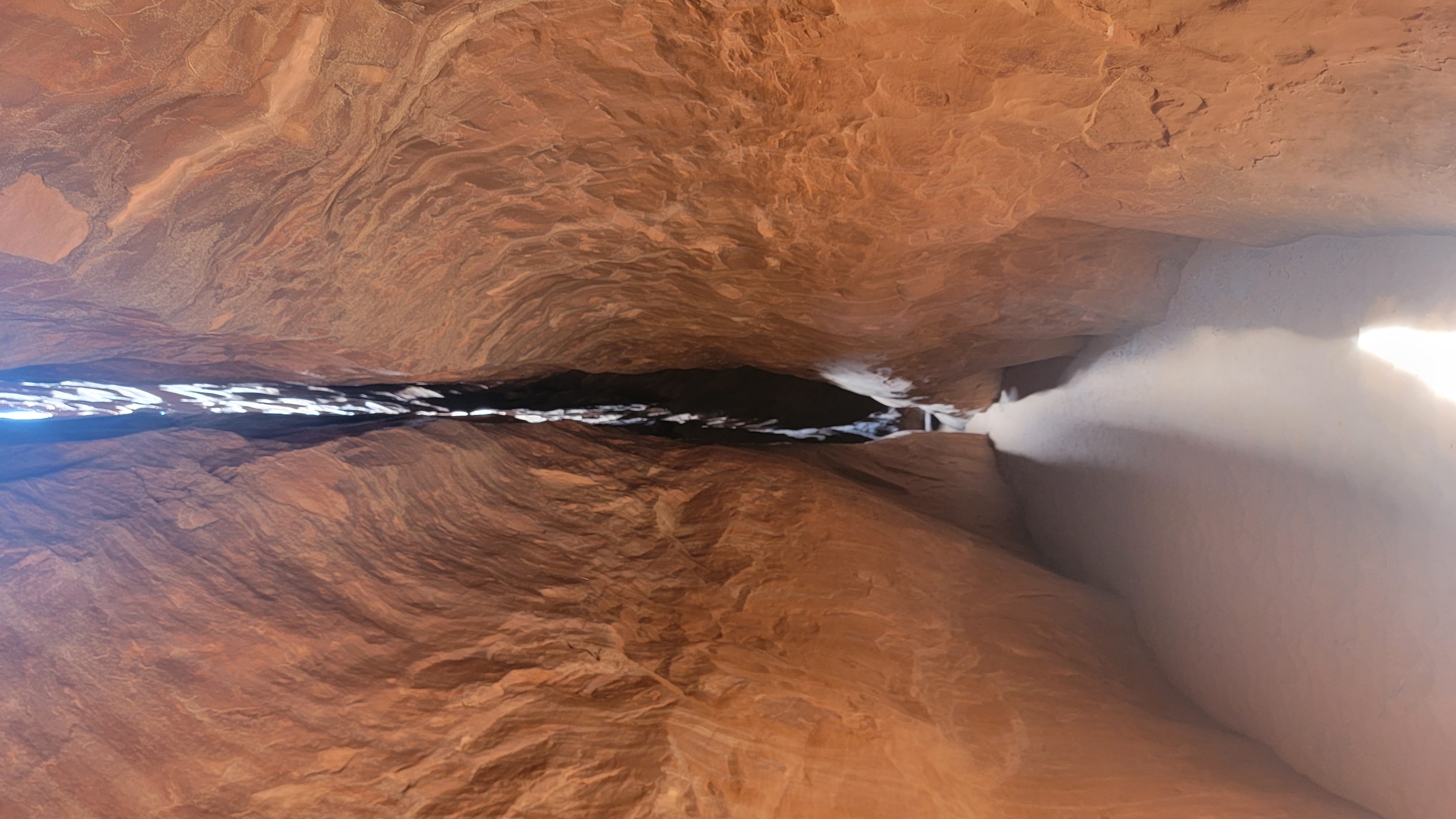 Inside a narrow slot canyon